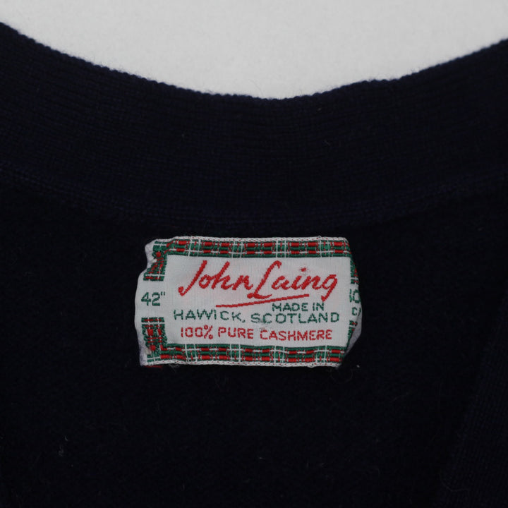 Vintage John Laing 100% Cashmere Sweater Vest-Argyle Pattern Navy Made In Scotland Ladies Size "42 - Fashion Rerun Vintage Migration_Sweaters