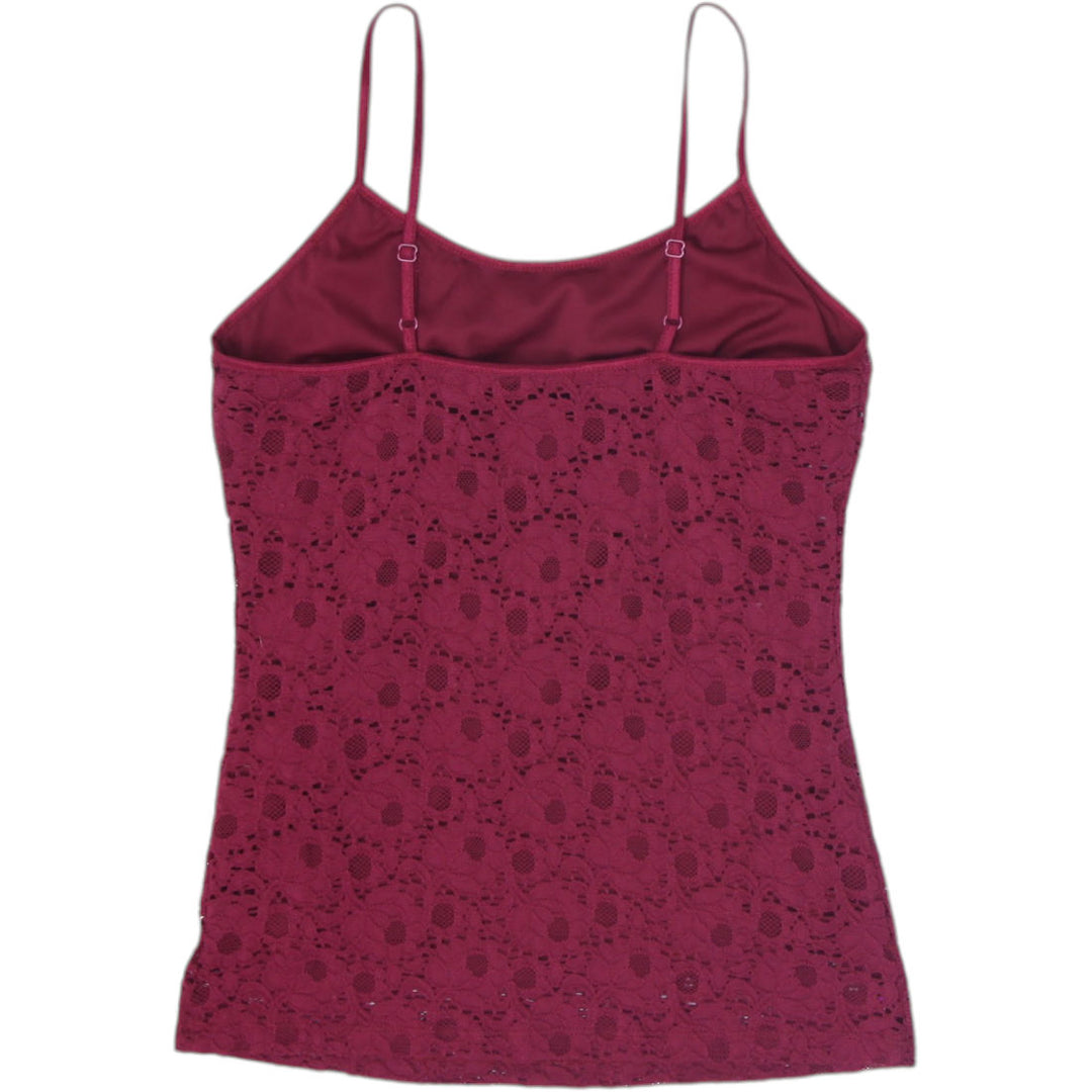 Y2K Ladies Candie's Camisole Maroon Lace Detail Sleeveless Top