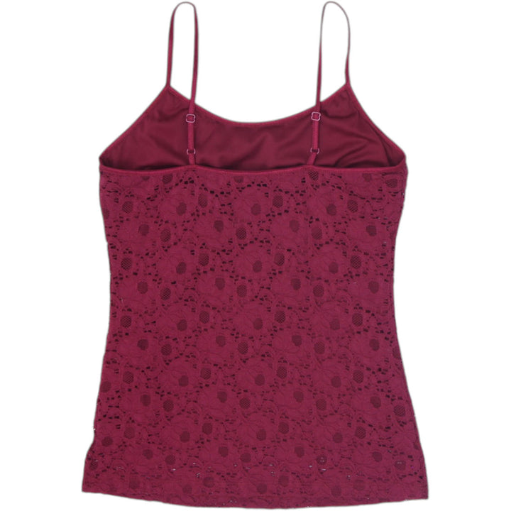 Y2K Ladies Candie's Camisole Maroon Lace Detail Sleeveless Top