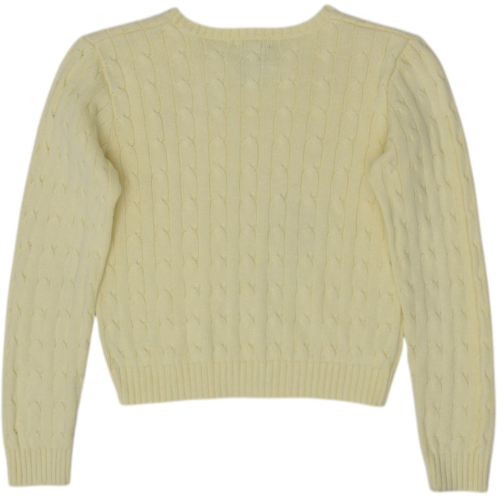 Vintage Youth Girls Ralph Lauren Sweater Yellow Cable Knit Cotton