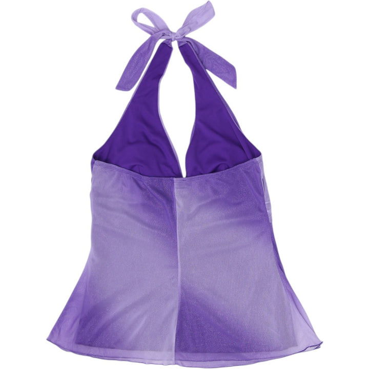 Y2K Ladies Le Chateau Purple Ombre Shimmer Mesh Halter Top Size L