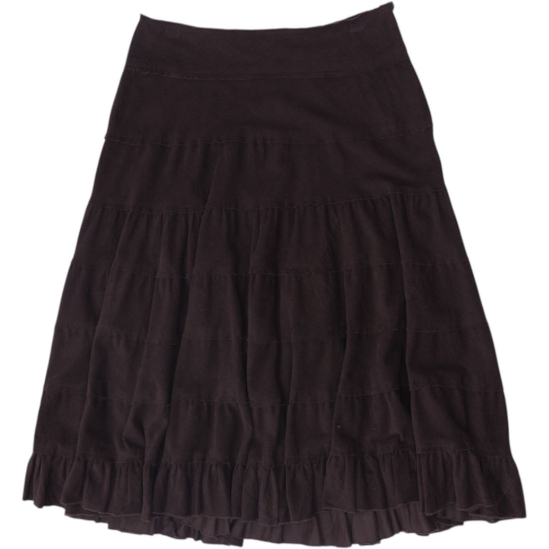 Y2K Ladies DIMRI Brown Cotton Tiered Ruffle Long Skirt Size M