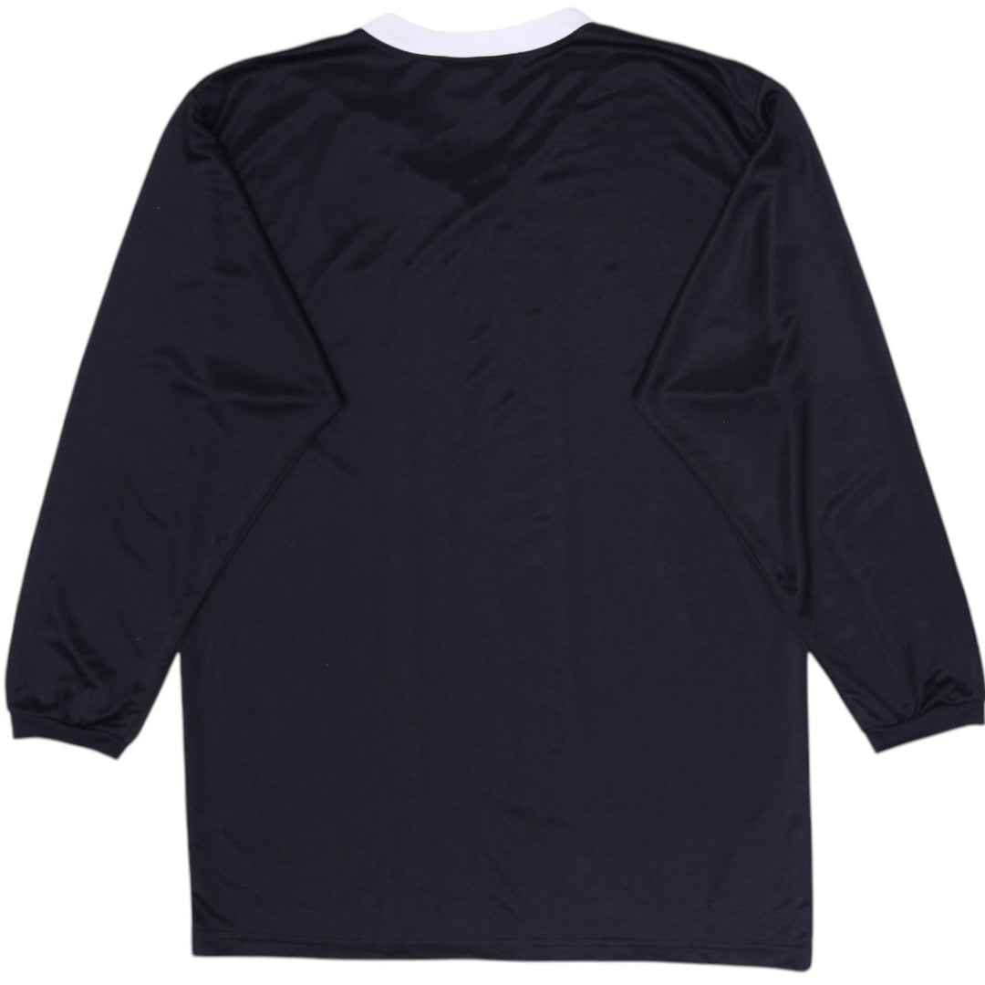 Vintage Mens Adidas Jersey Black Long Sleeve Striped V-Neck