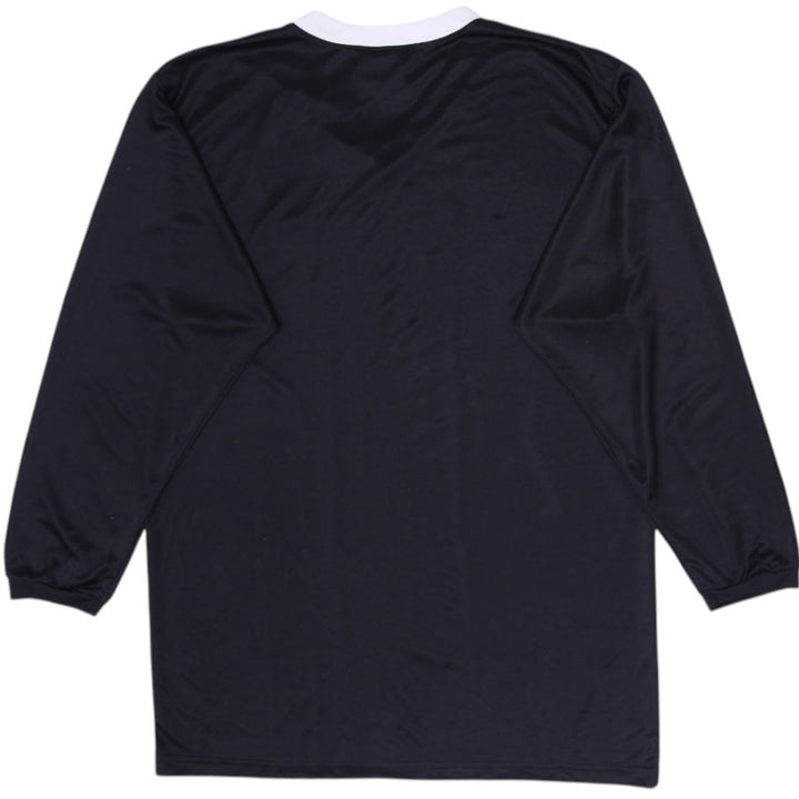 Vintage Mens Adidas Jersey Black Long Sleeve Striped V-Neck