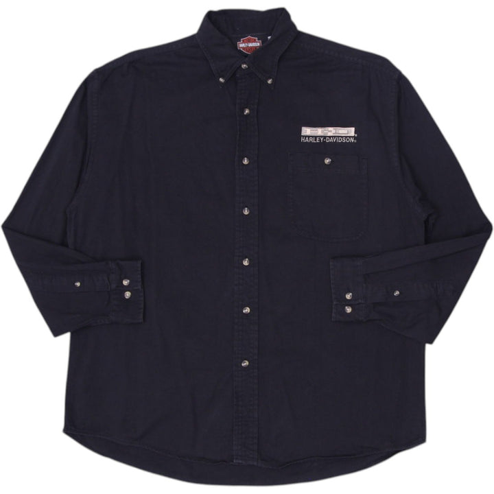 Mens Harley-Davidson Shirt Black Embroidered Long Sleeve Size M