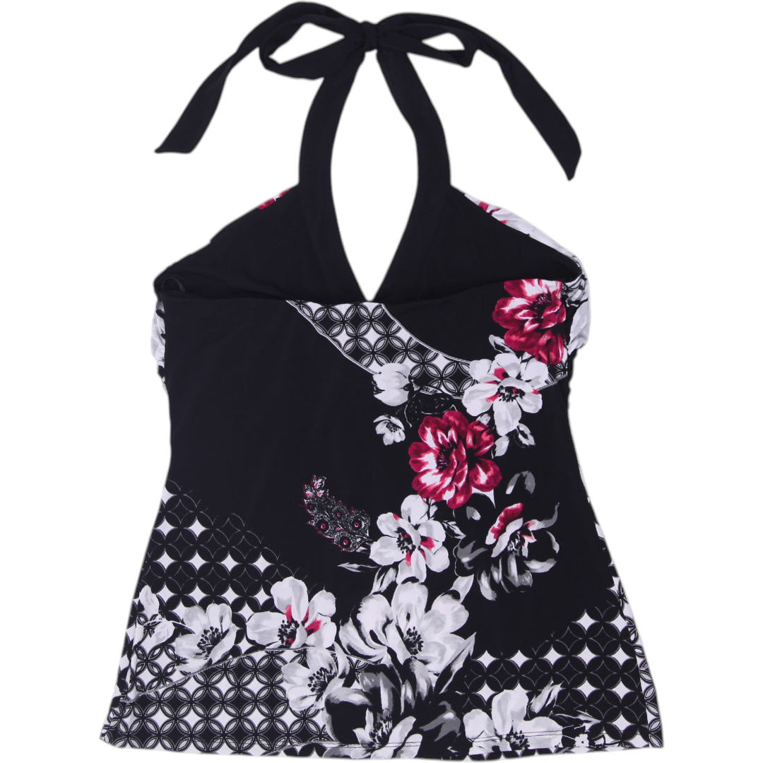 Y2K Ladies White House Market Floral Halter Top Size S