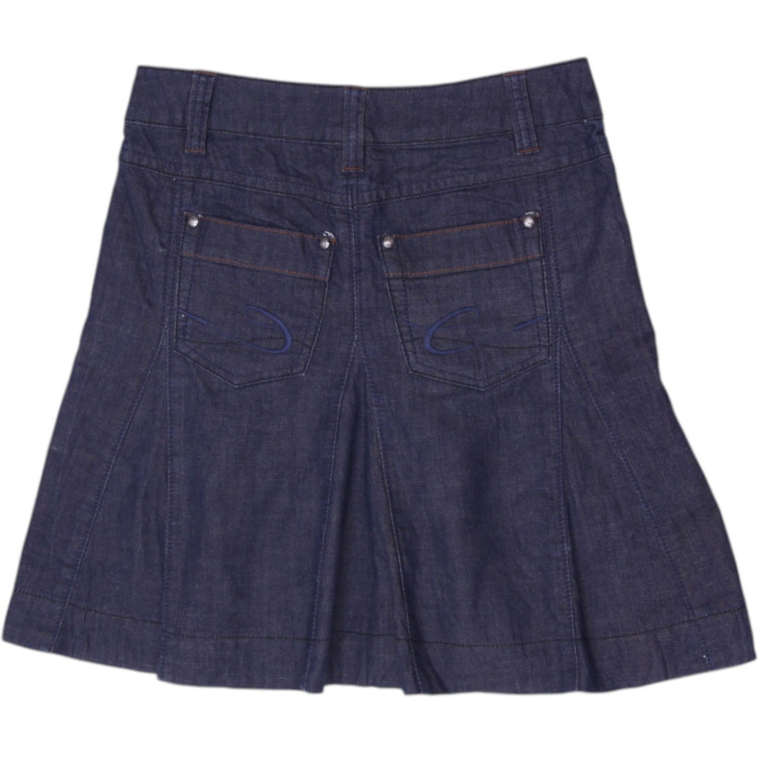 Y2K Ladies EDC by Esprit Dark Wash Pleated Denim Midi Skirt Size 34
