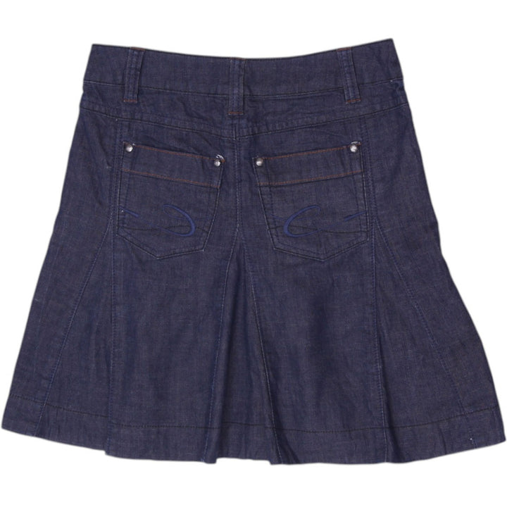 Y2K Ladies EDC by Esprit Dark Wash Pleated Denim Midi Skirt Size 34