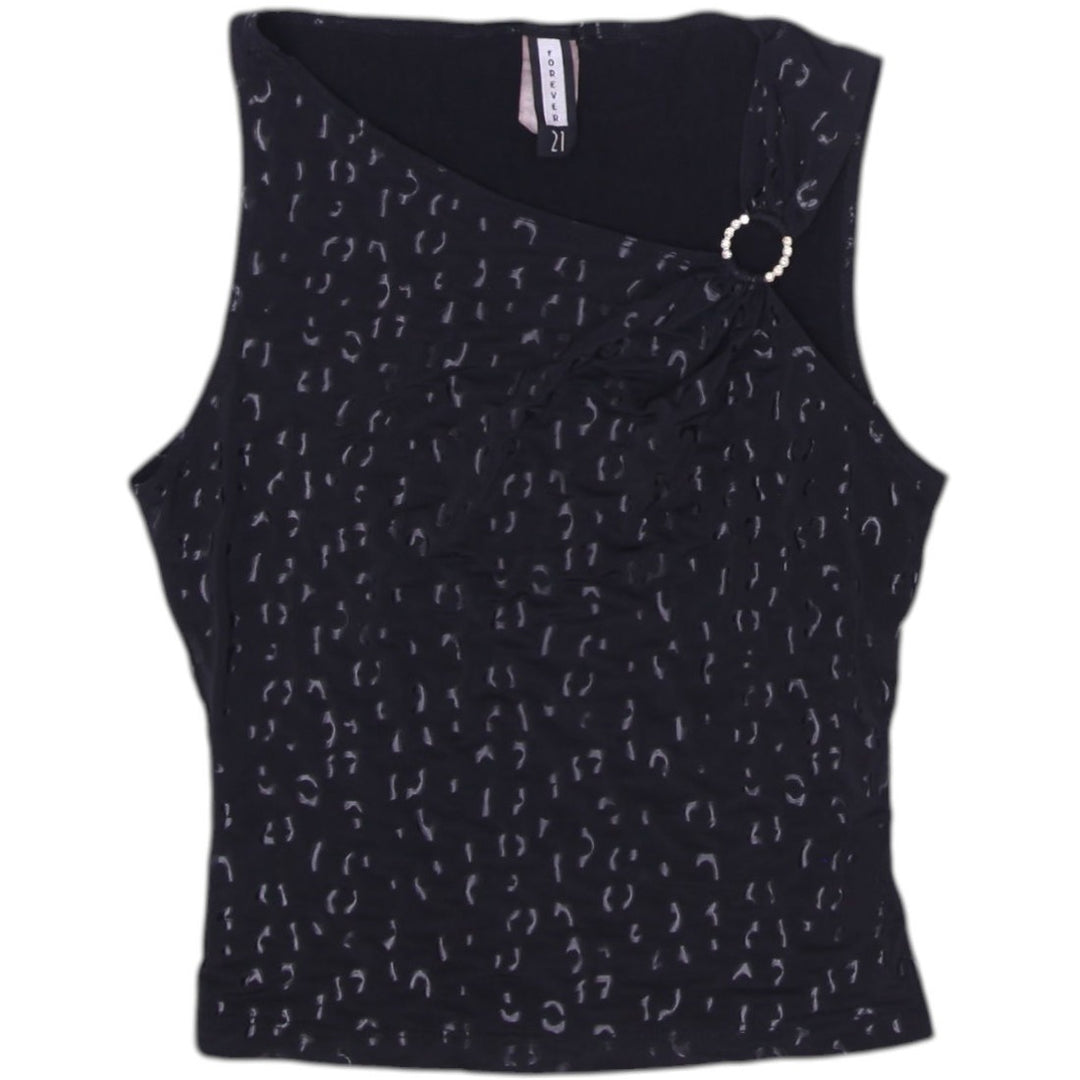 Y2K Ladies Patterned Sleeveless Asymmetric Top Size M | Migration_Y2K Tops | Fashion Rerun