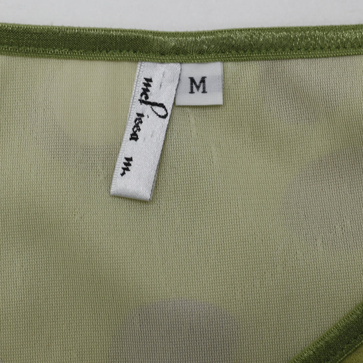 Y2K Melissa M Olive Green Polka Dot Lace Trim Midi Skirt Size M