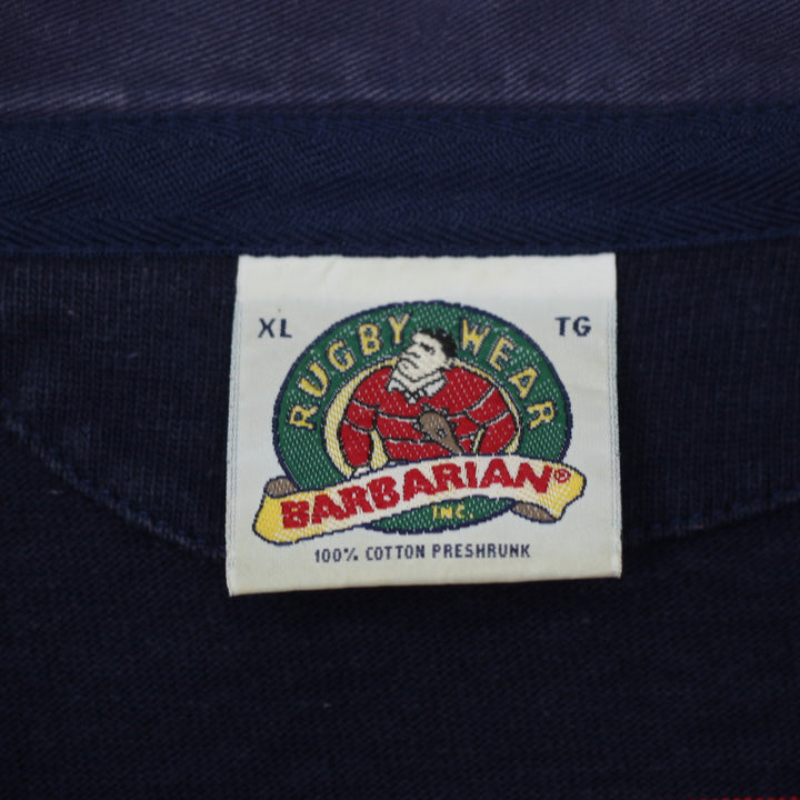 Vintage Barbarian Rugby Wear Red Navy Striped Rugy Shirt - Fashion Rerun Vintage Migration_T-Shirt