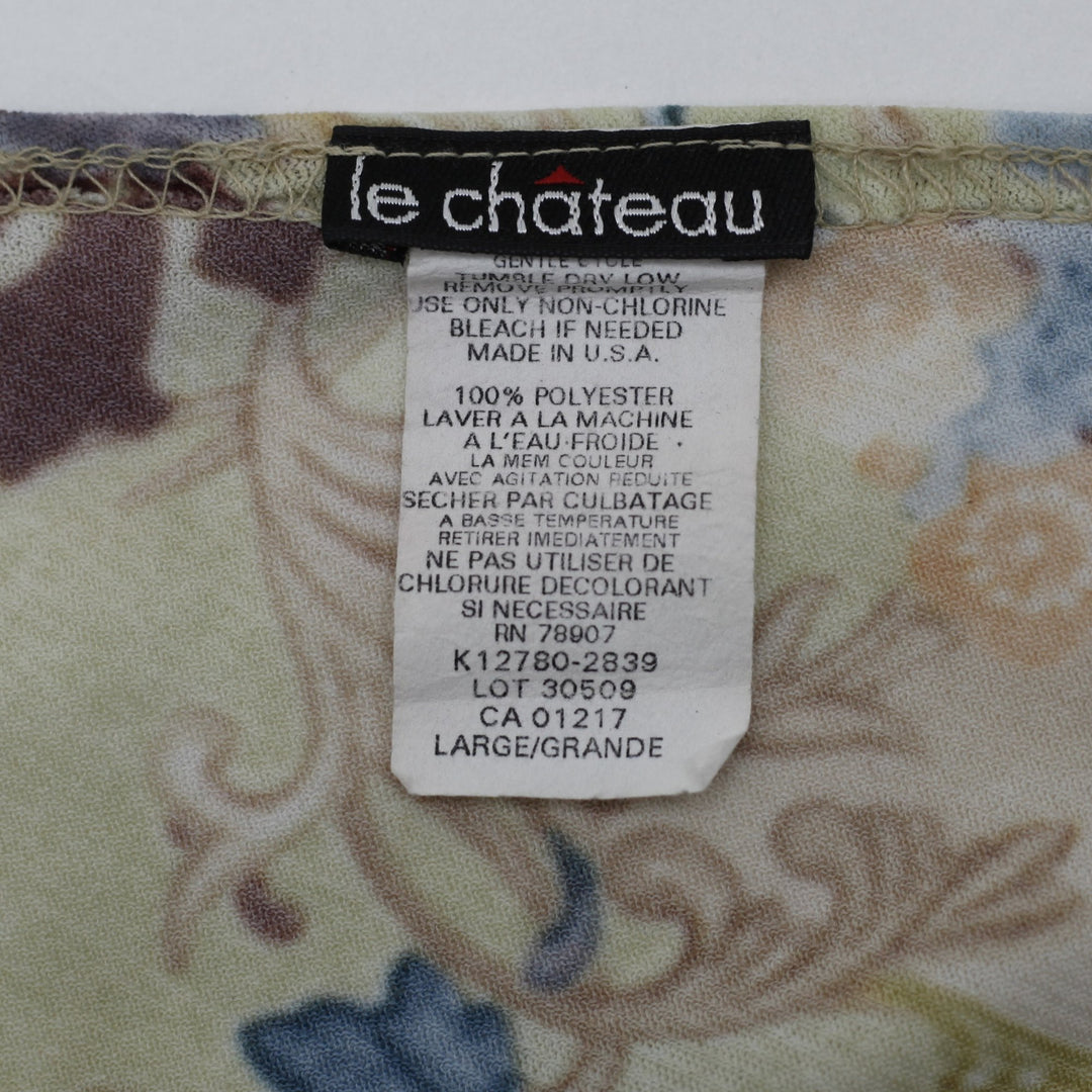 Y2K Ladies Le Chateau Floral One Shoulder Top Size L