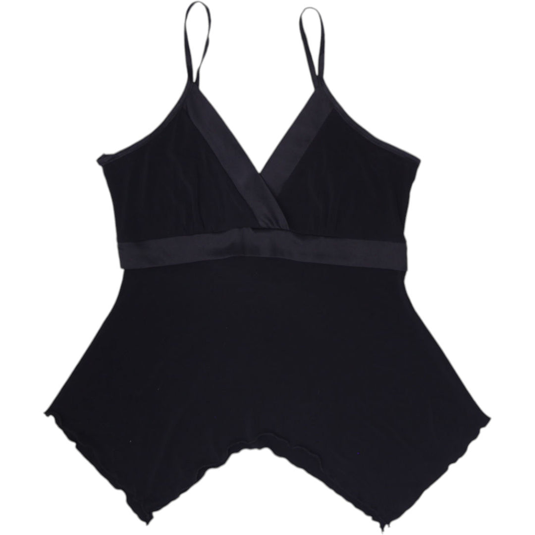 Y2K Ladies Black Strappy Handkerchief Hem Top