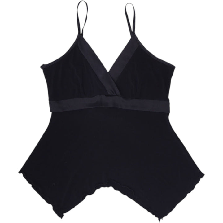 Y2K Ladies Black Strappy Handkerchief Hem Top