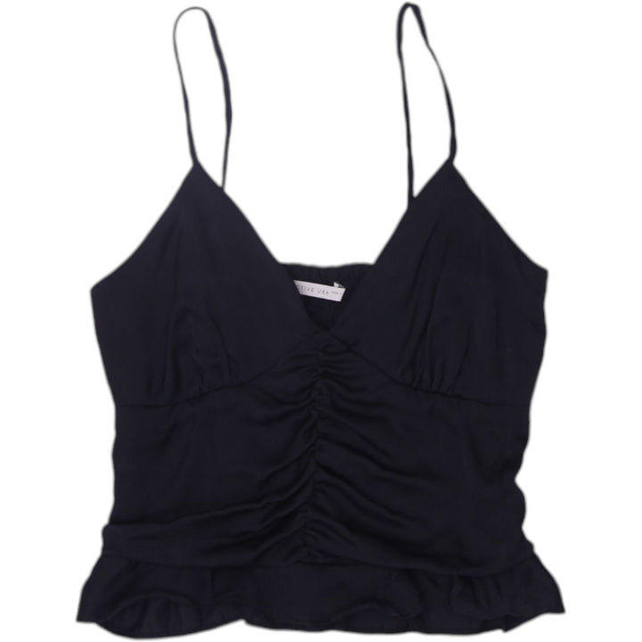 Y2K Ladies Black Camisole Ruched Spaghetti Straps Top Size  XS