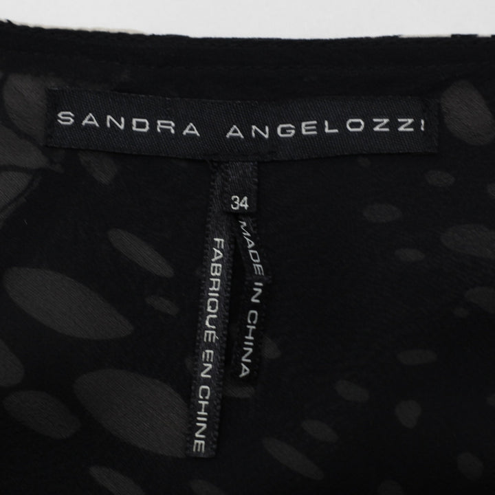 Y2K Ladies Sandra Angelozzi Paneled Monochrome Floral Asymmetrical Hanky Hem