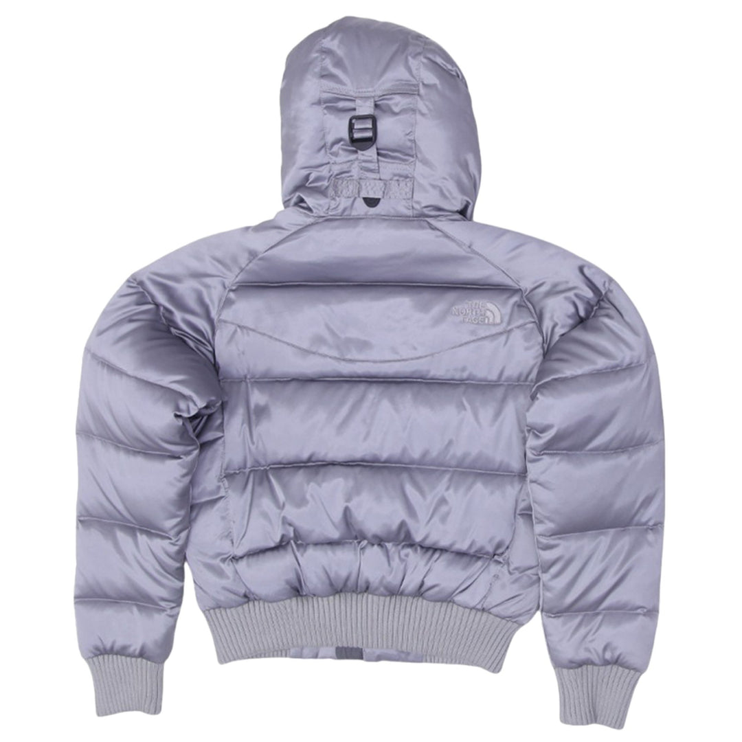 Ladies The North Face Puffer Jacket Silver Insulated Hooded Lightweight