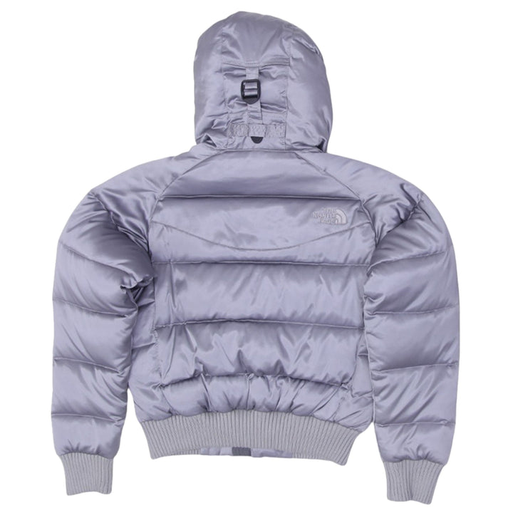 Ladies The North Face Puffer Jacket Silver Insulated Hooded Lightweight