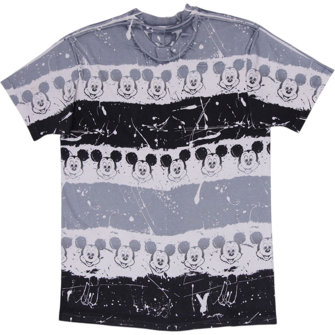 Vintage 90s Mickey Mouse Abstract Splatter All-Over Print T-Shirt USA Made OSFA