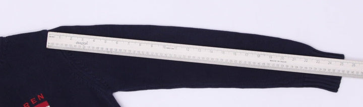 Vintage Ralph Lauren Polo Jeans Company Flag Navy Mock Neck Sweater S