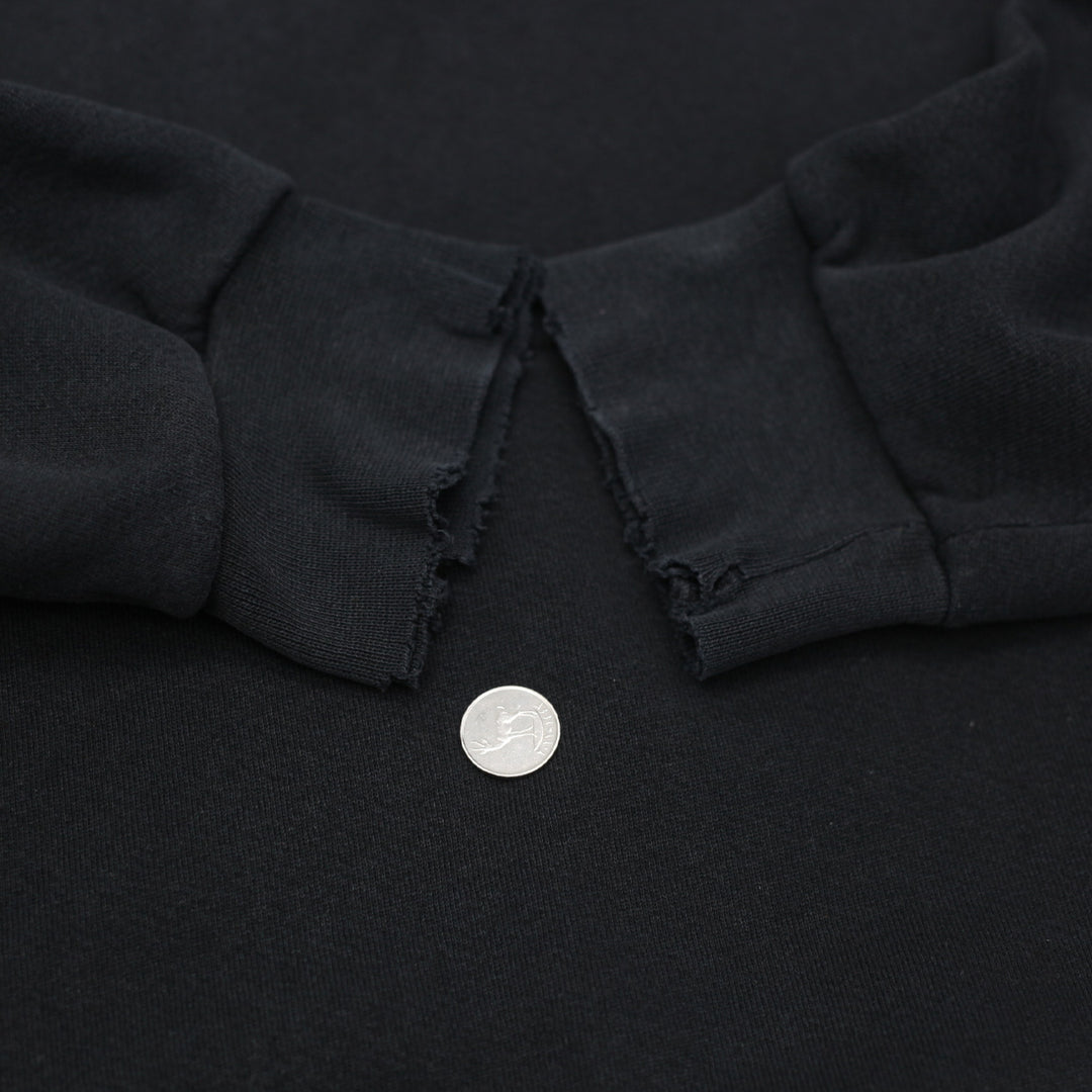 Vintage 90's Swoosh Embroidered Pullover Hoodie Black Size M Distressed - Fashion Rerun Vintage Migration_Sweaters