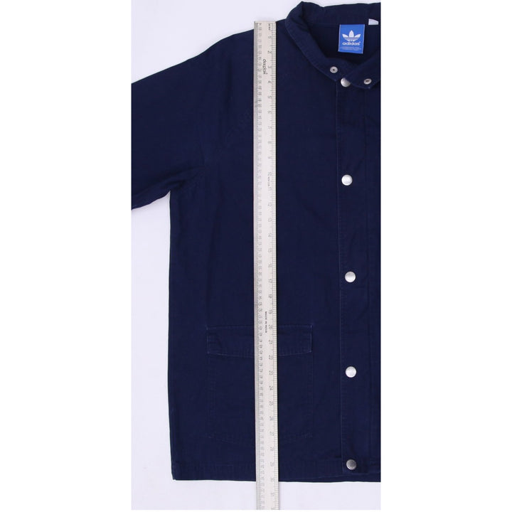 Mens Adidas Retro Jacket Cargo Trefoil Snap Chambray Travel Military