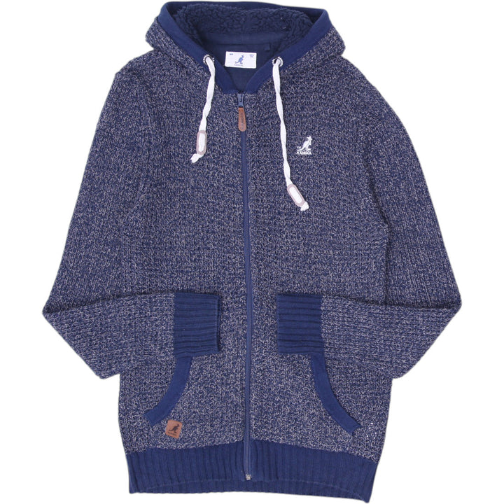 Mens Kangol Hoodie Blue Full Zip Knit Kangaroo Logo Comfy Size M