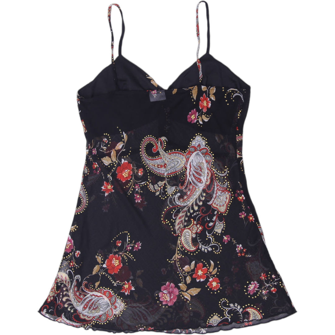 Y2K Ladies Suzy Shier Sheer Paisley & Floral Cami Top Size M
