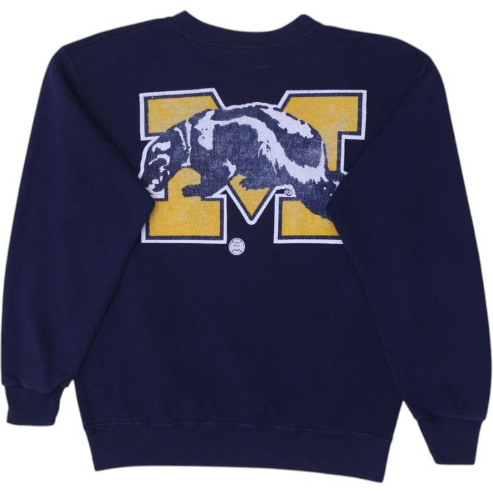 Vintage Mens University of Michigan Navy Sweatshirt Graphic NCAA | Migration_Sweatshirt - Side View | Fashion Rerun