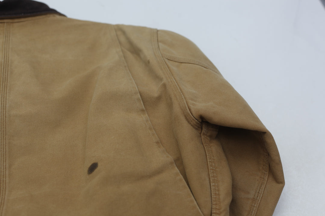 Vintage Carhartt Barn Chore Jacket Coat Quilted Red Lining USA Men's