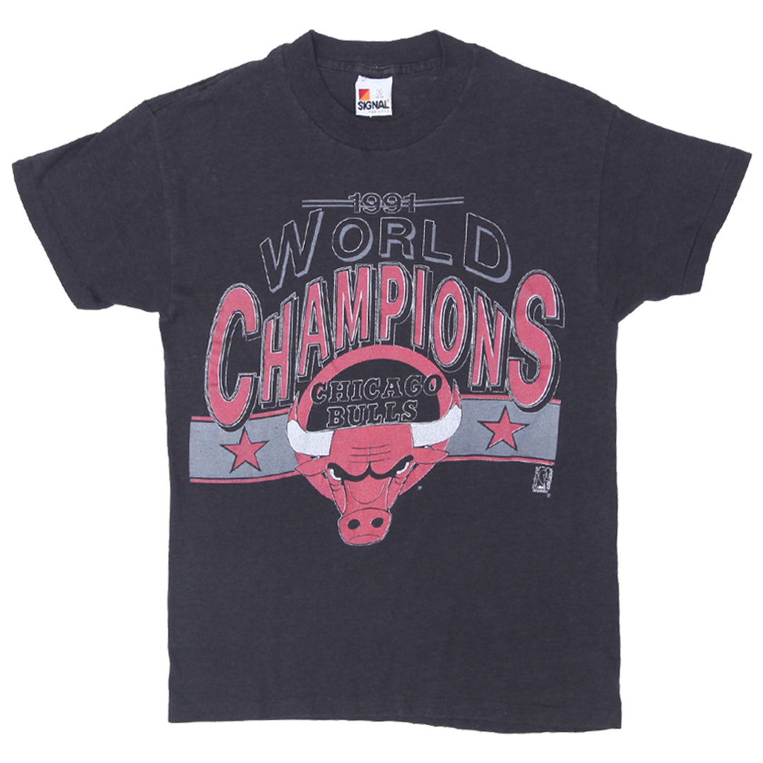 1991 Vintage NBA Chicago Bulls World Champions T-Shirt S.Stitch Made in USA S - Fashion Rerun Vintage Migration_T-Shirt
