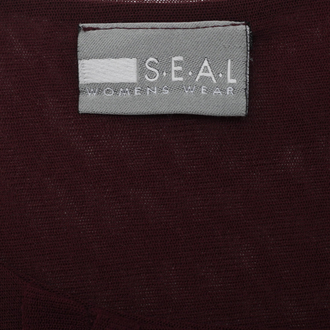 Y2K Ladies S.E.A. L Plum Burgundy Sheer Mesh Ruffle Tank Top Burgundy Size M/L