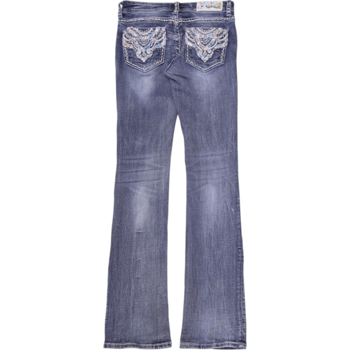 Y2K Ladies Grace in LA Embroidered Distressed Boot Cut Jeans Size 26