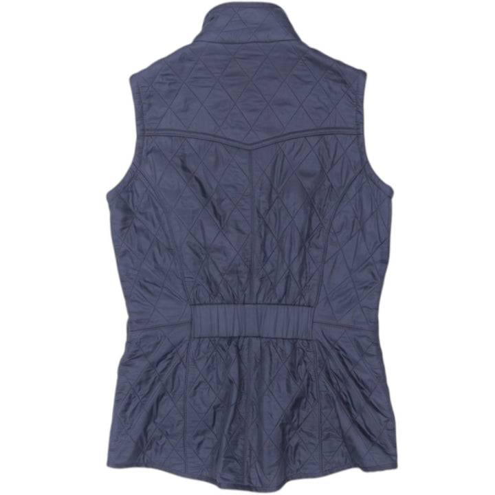 Ladies Barbour Quilted Vest Gray Snap Button Pockets Lightweight