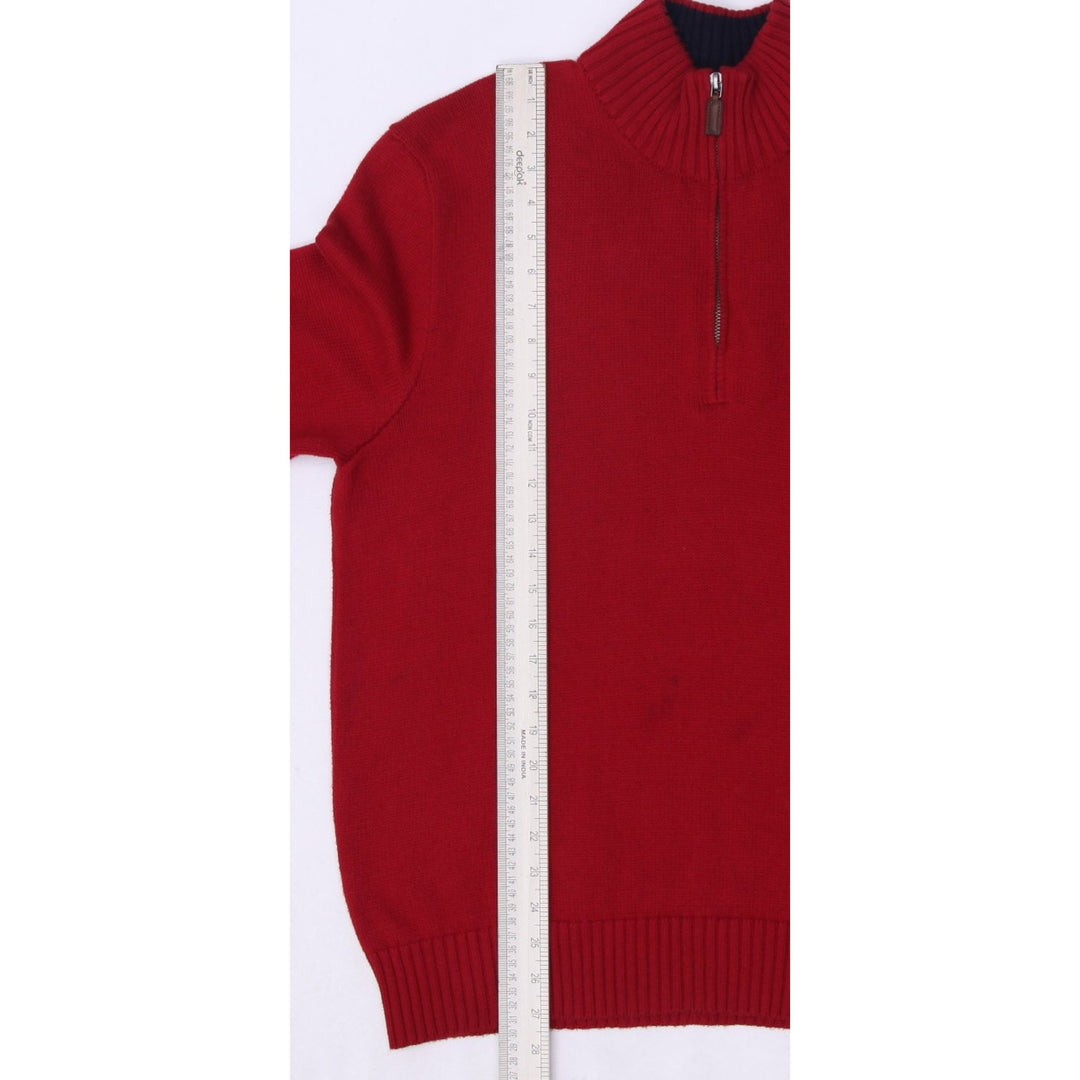 Vintage Polo By Ralph Lauren Quarter Zip Cotton Red Mock Neck Sweater Size L | Migration_Jumper & Knitwear RL | Fashion Rerun