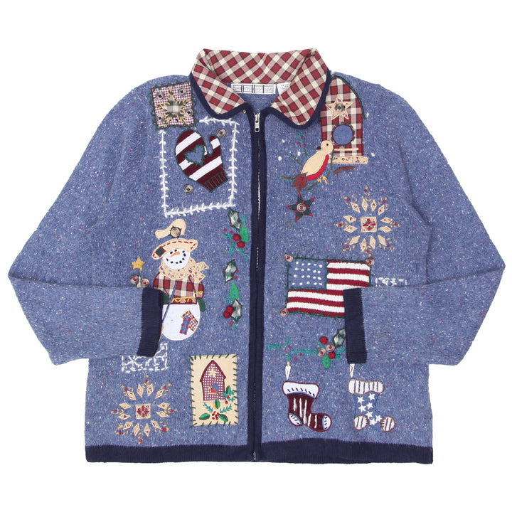 Vintage OHI USA Christmas Holidays Full Zip Sweater Ladies - Fashion Rerun Vintage Migration_Sweaters