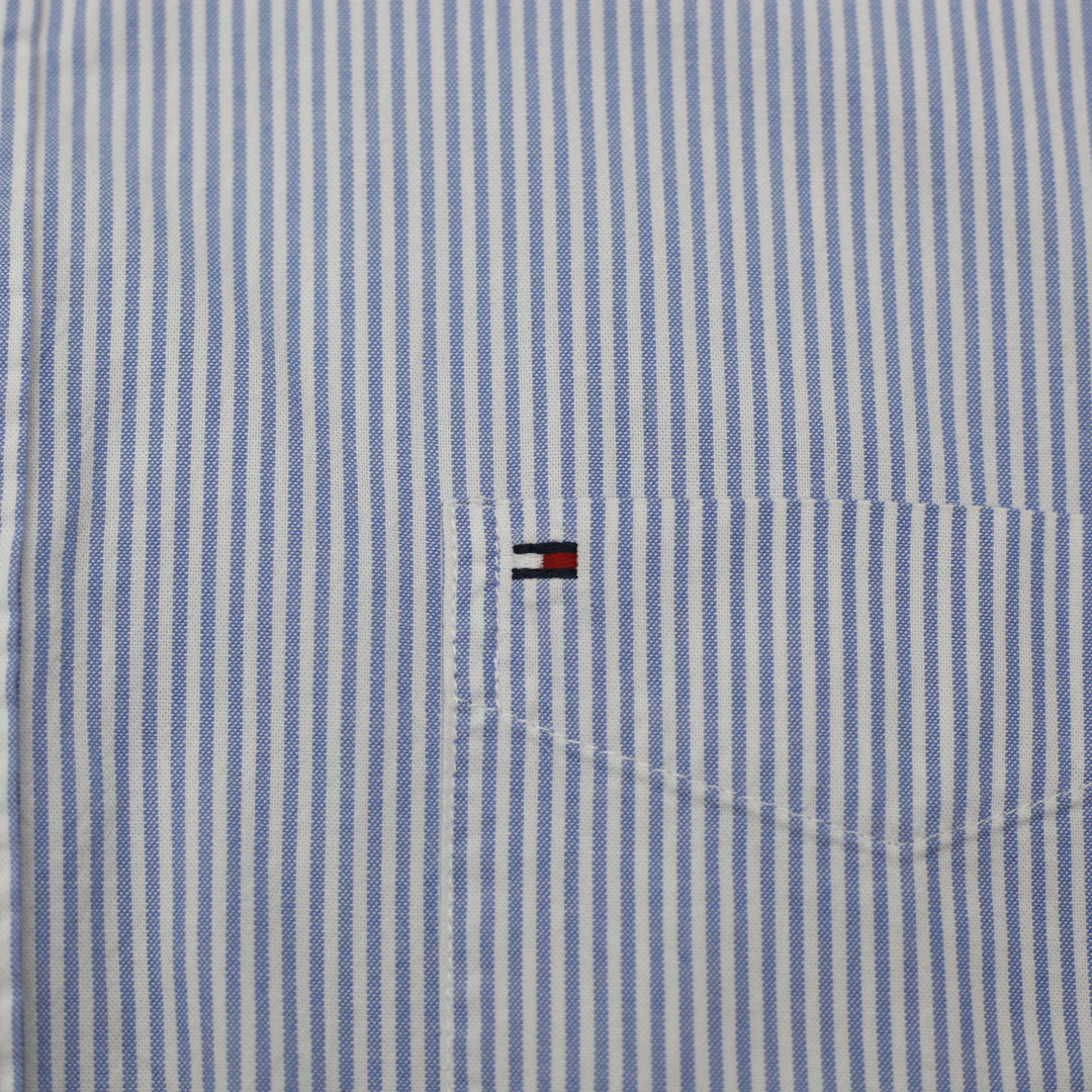 Mens Tommy Hilfiger Classic Fit Short Sleeve Stripe Oxford Shirt Size Xl