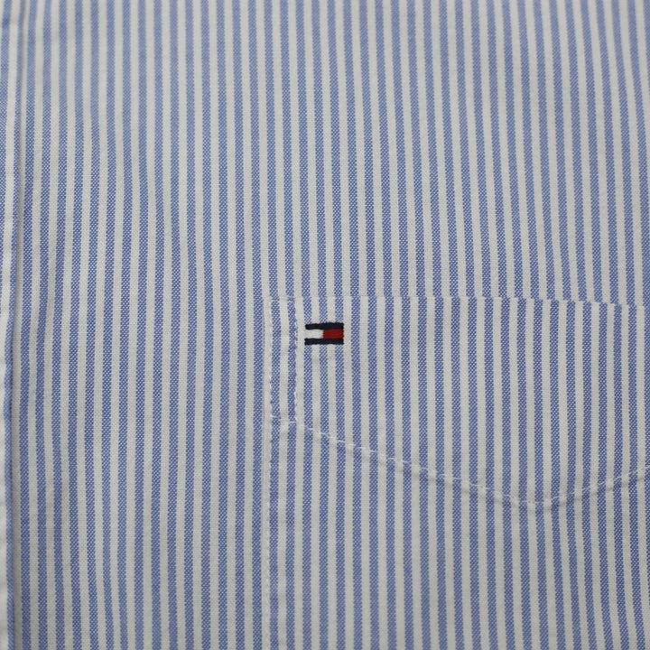 Mens Tommy Hilfiger Classic Fit Short Sleeve Stripe Oxford Shirt Size Xl
