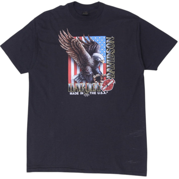 Vintage 1991 Harley Davidson "3D Emblem" Black Eagle Graphic T-Shirt Made In USA | Migration_T-Shirts | Fashion Rerun
