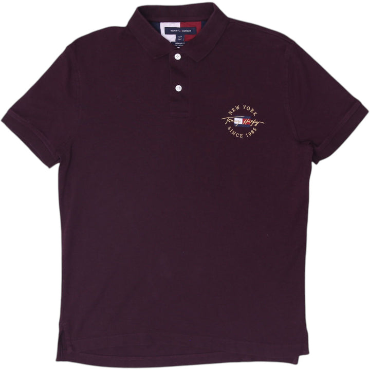 Mens Tommy Hilfiger Maroon Embroidered Logo Polo T-Shirt  Size S