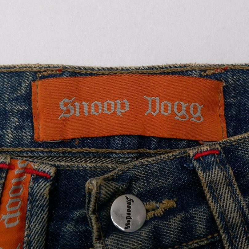 Y2K Mens Snoop Dogg Jeans Washed Blue Straight Fit Denim