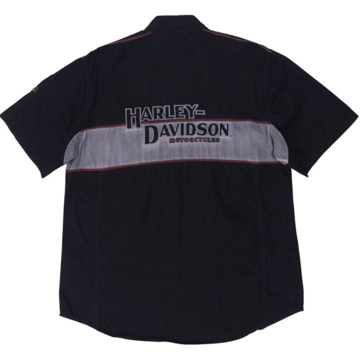 Mens Embroidered Harley Davidson Short Sleeve Button Shirt