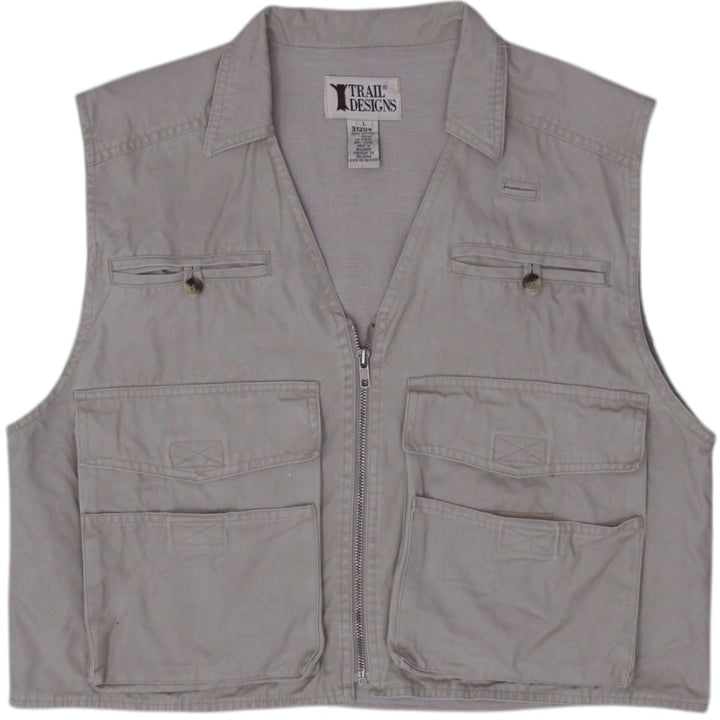 Vintage 90s Trail Designs Cotton Workwear Utility Vest Size L