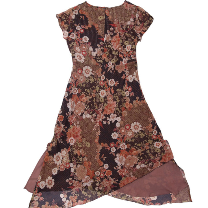 Y2K Ladies Elementz Floral Midi Dress Black Floral Pattern