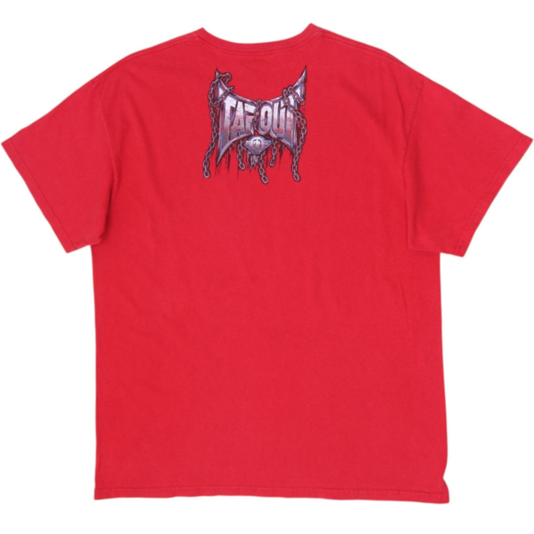 Y2K Mens Tapout Red Graphic Skulls Chains T-Shirt Size XL