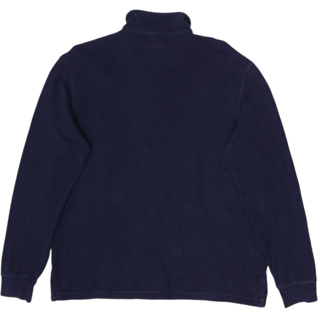 Mens Polo Ralph Lauren Quarter Zip Navy Blue Sweater Cotton Size L