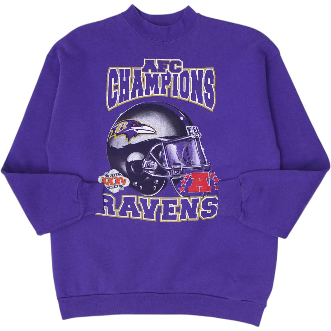 Vintage Logo Athletic Baltimore Ravens 2000 AFC Champions Crewneck Sweatshirt L