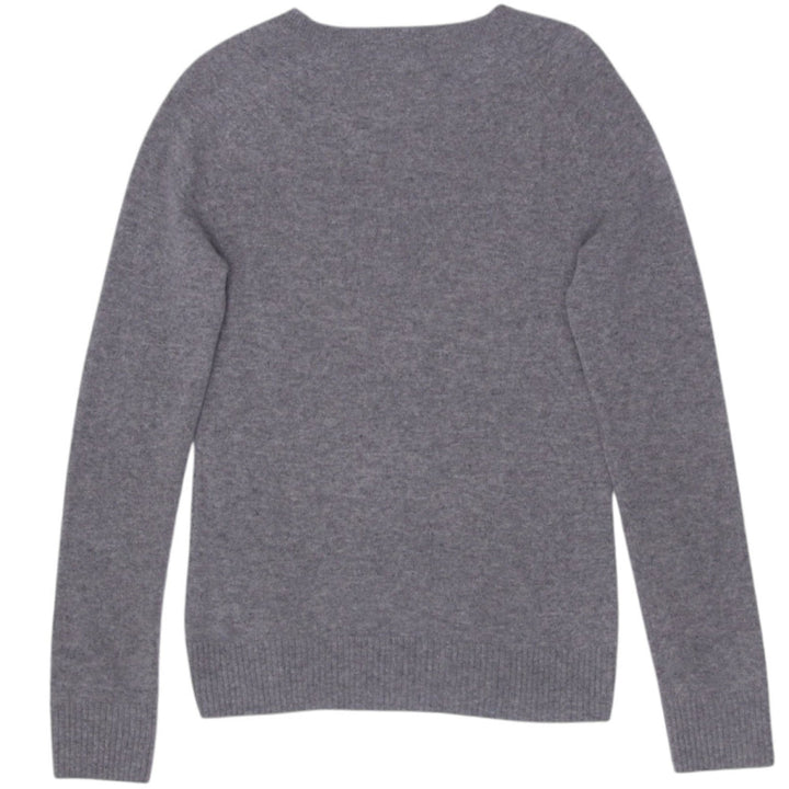 Ladies J.Crew Sontuosa 100% Cashmere V-Neck Argyle Gray Sweater