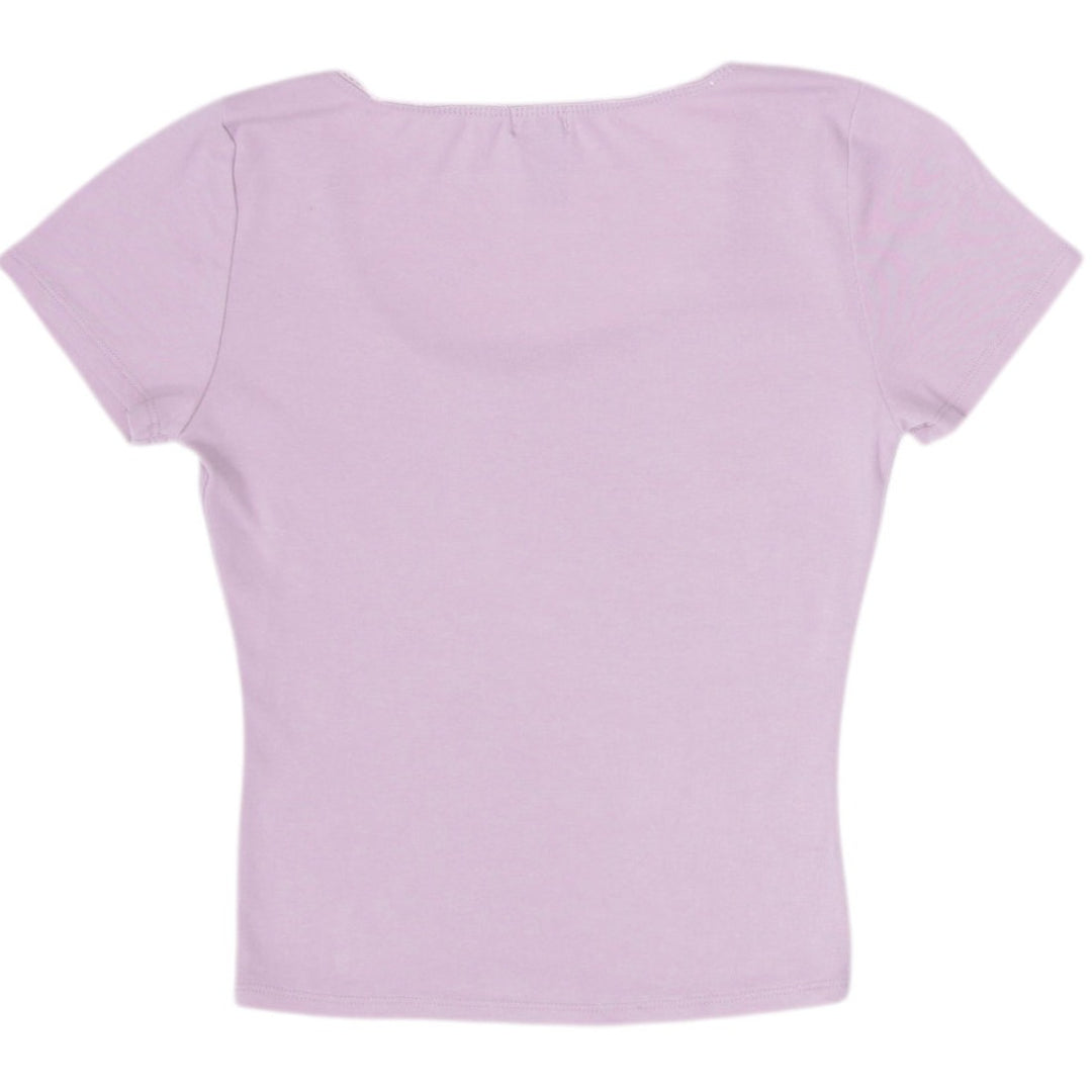 Y2K Ladies Tillys Bow Detail Short Sleeve tee Size S