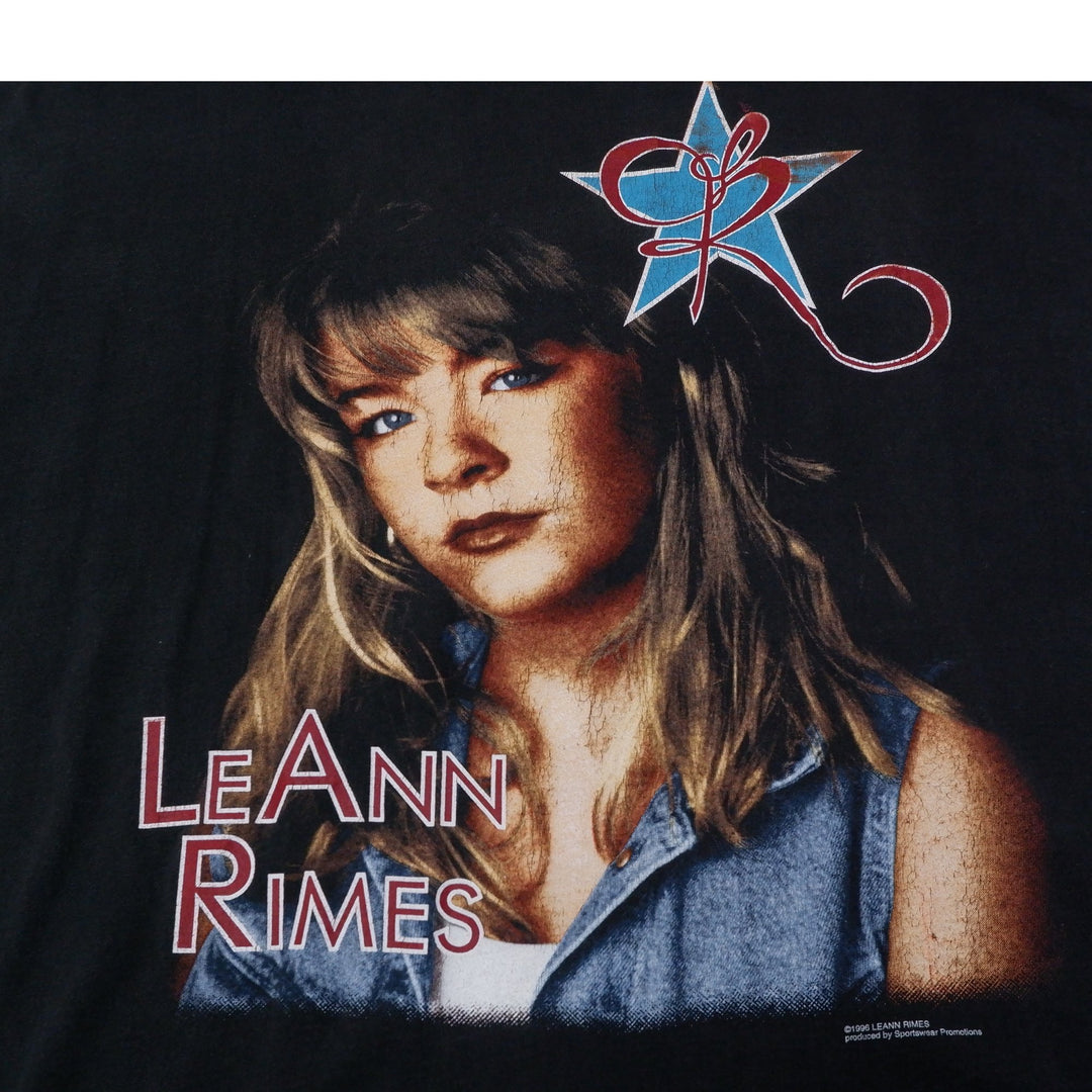 Vintage Mens Hanes LeAnn Rimes T-Shirt Black Graphic Music Tour